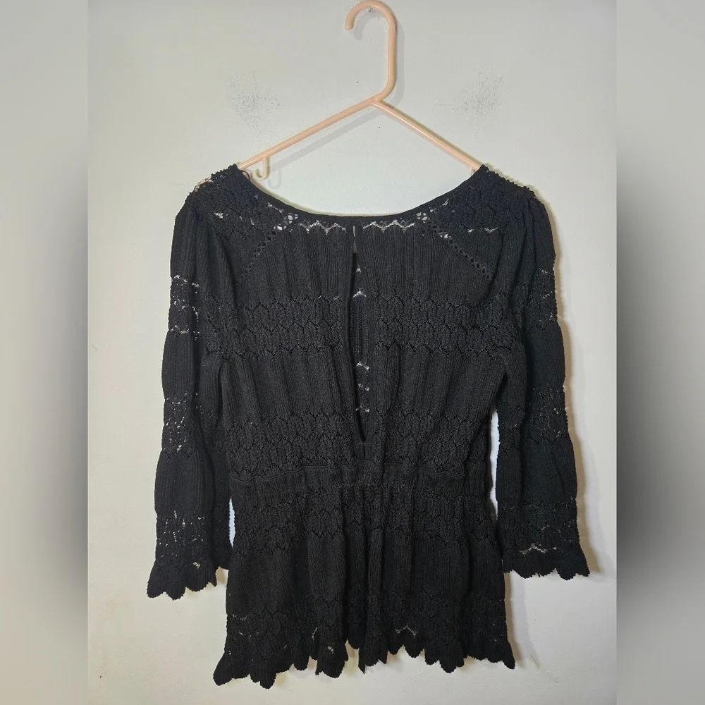 Free People Fire Island Cinch Top Black Small - Picture 2 of 12